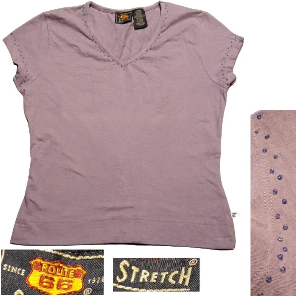 Purple bead embellished t-shirt